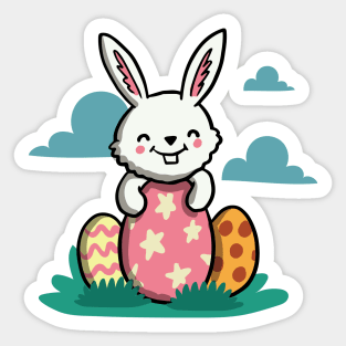 Easter Bunny Rabbit With Easter Eggs | Holidays Sticker